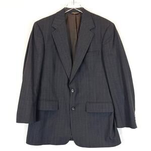 Brooks Brothers Men 100% Wool Gray Striped Two Button Blazer Size 40R Sport Coat